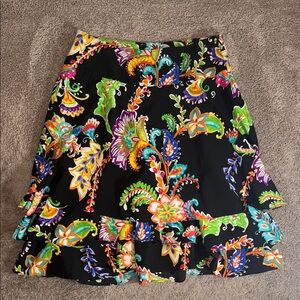 Lauren Ralph Lauren Floral Tiered Skirt Midi Size 8 Ruffle Paisley Old Money